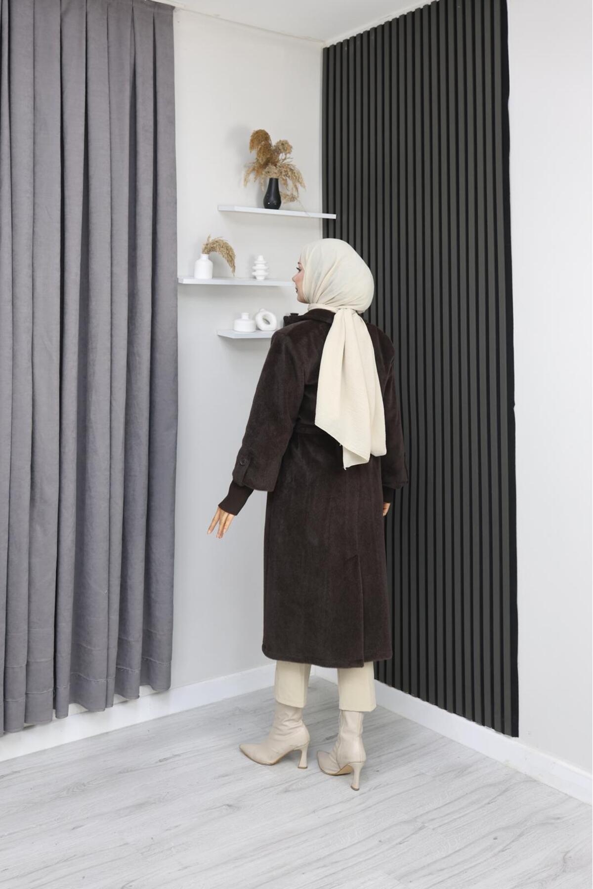 GÖZDE GİYİM  FOX KUMAŞ 115 CM. BOY ERKEK YAKA KOL AĞZI TRİKOLU KABAN - Görsel 6