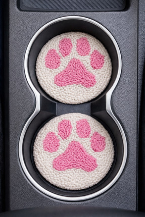 RetroNaut Punch Nakışlı Pati Desenli Araç İçi Bardak Altlığı 2’li Set 7 cm – ...