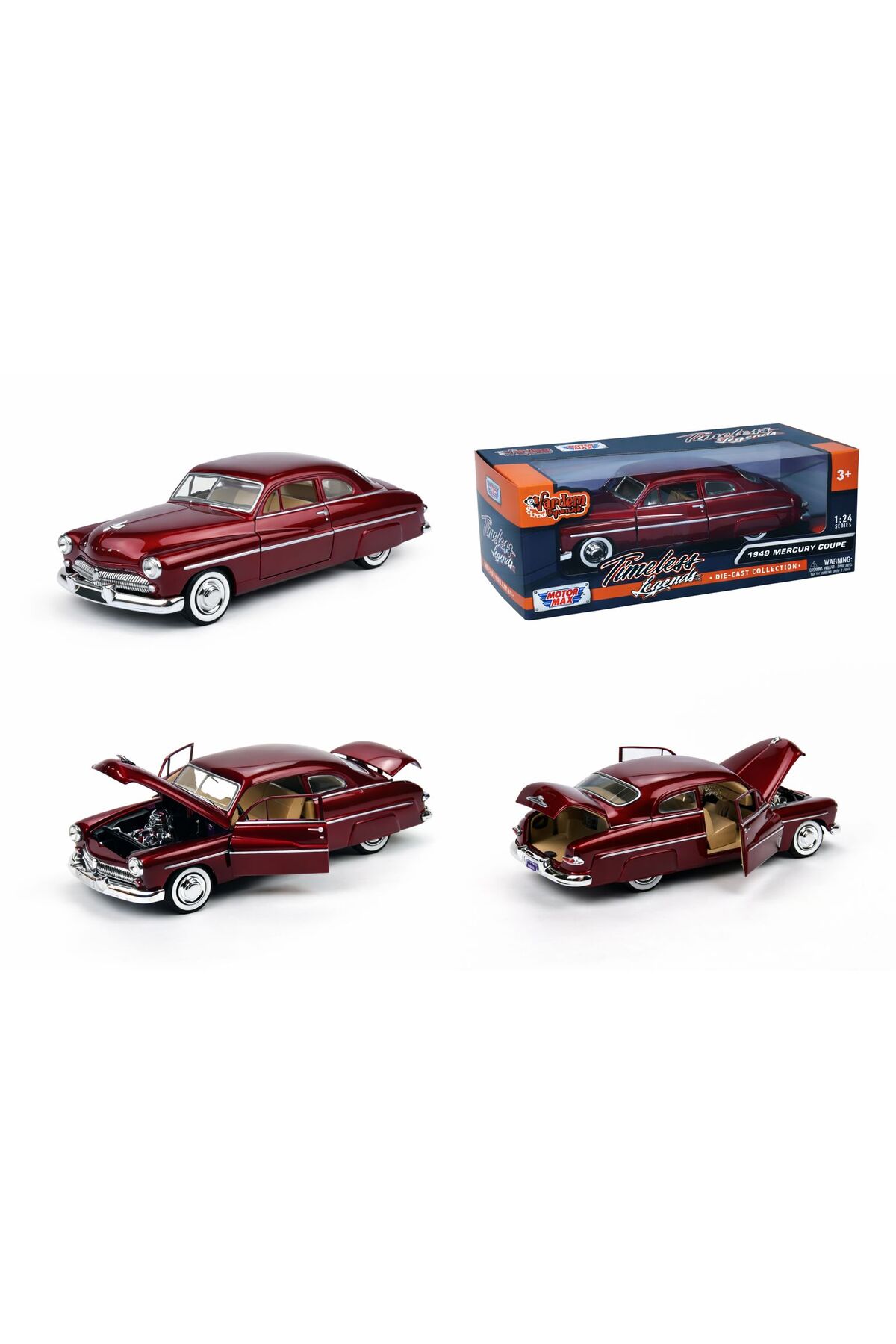 ZİVENTA Bordo Diecast Klasik Motormax 1:24 Ölçek 1949 Model Araba