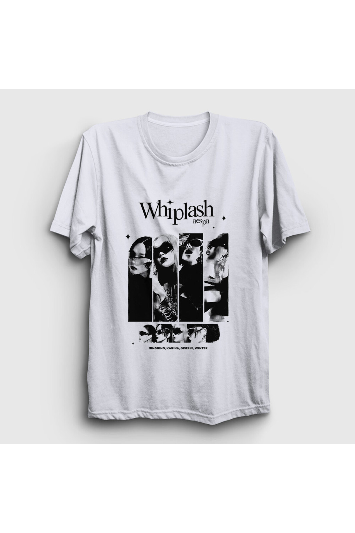 Presmono Unisex Beyaz Whiplash K Pop Aespa T-Shirt 590058tt