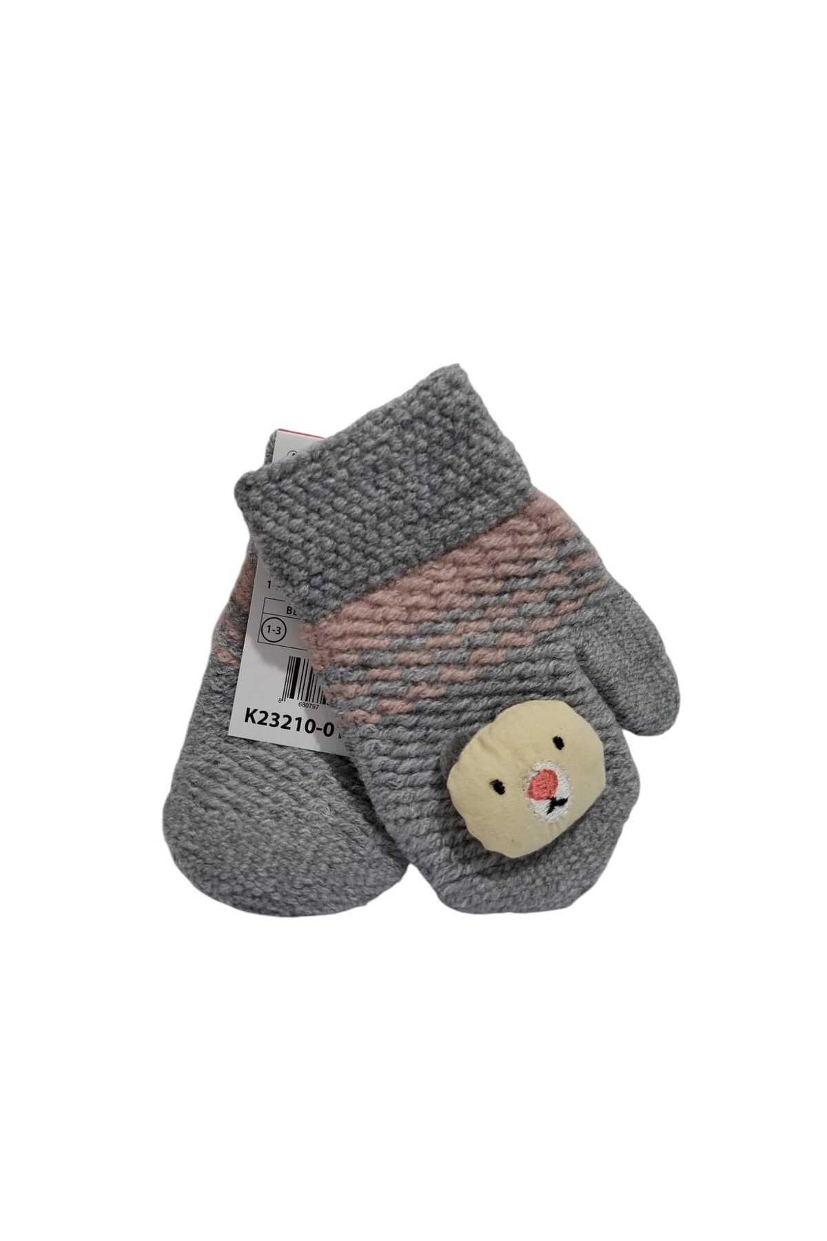 Kitti Spteks 1-3 Yaş Kız Bebek Gri Renk Maskot Figürlü Kışlık Örme Eldiven fotoğrafı 3 (önizleme)