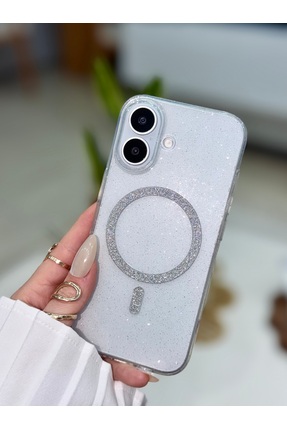 Go Aksesuar Iphone 17 Uyumlu Glitter Magsafe Özellikli Işıltılı Zarif Koruyuc...
