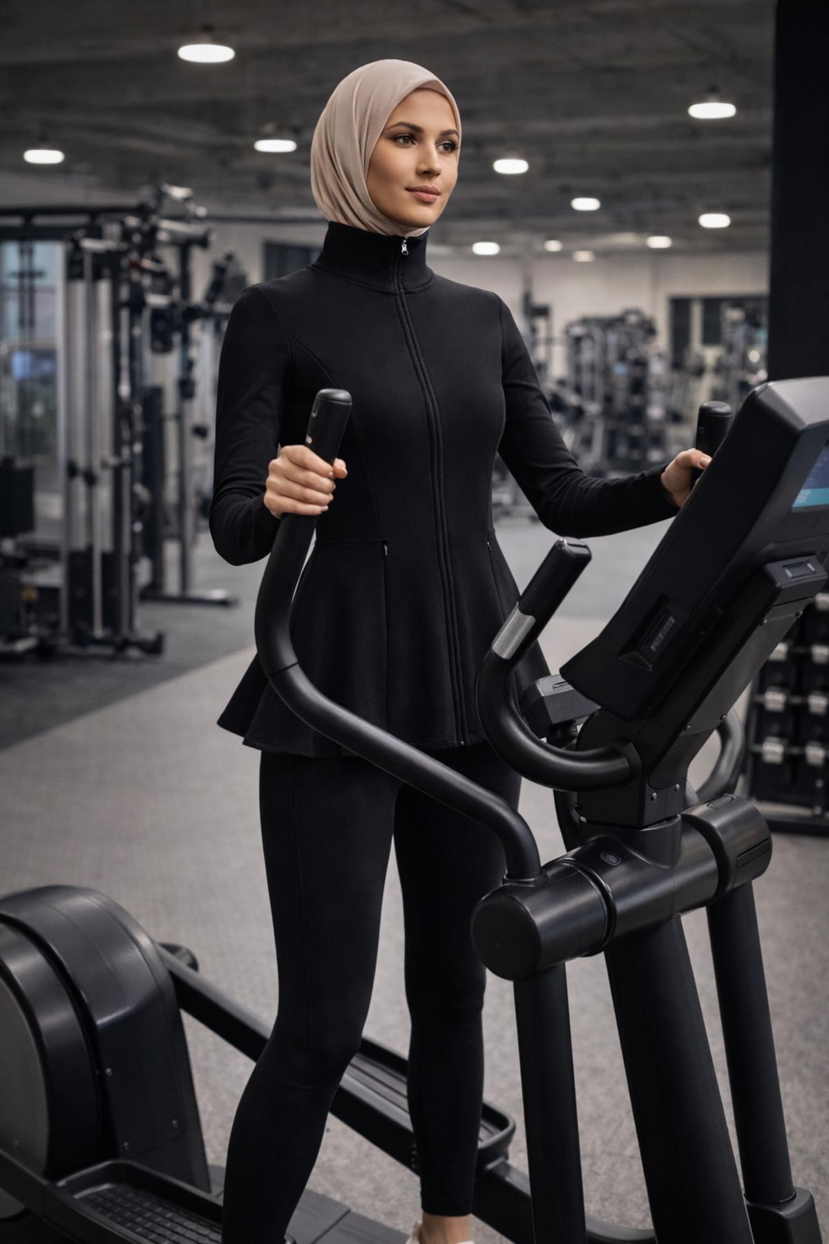 TheyYou Peplum Kesim Tesettür Spor Ceket, Fermuarlı & Parmak Geçmeli görsel 6