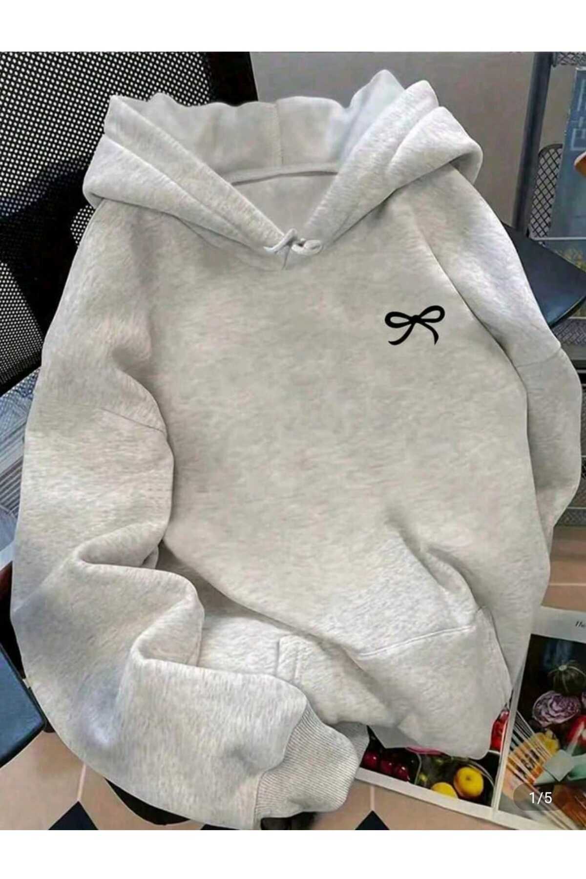 COHERENT  Unisex Erkek/Kadın Renkli KRDLKÇK Özel Baskılı Pamuklu Oversize Kapüşonlu Sweatshirt