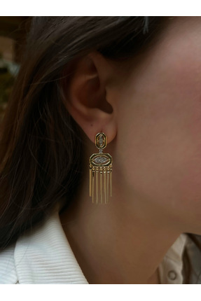 Lita Gold taşlı sallantılı küpe