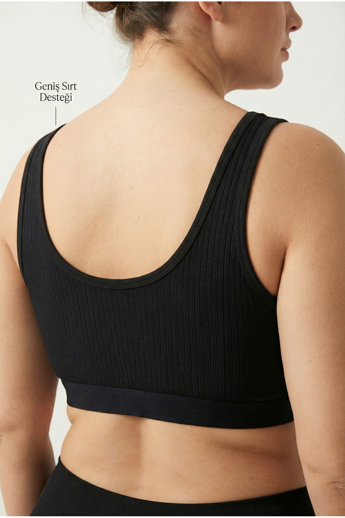 underwear bodyway  Büyük Beden 2'li Kalın Askılı Fitilli Büstiyer Seti - Yanları Kapatan Pamuklu Crop Yarım Atlet - Görsel 5