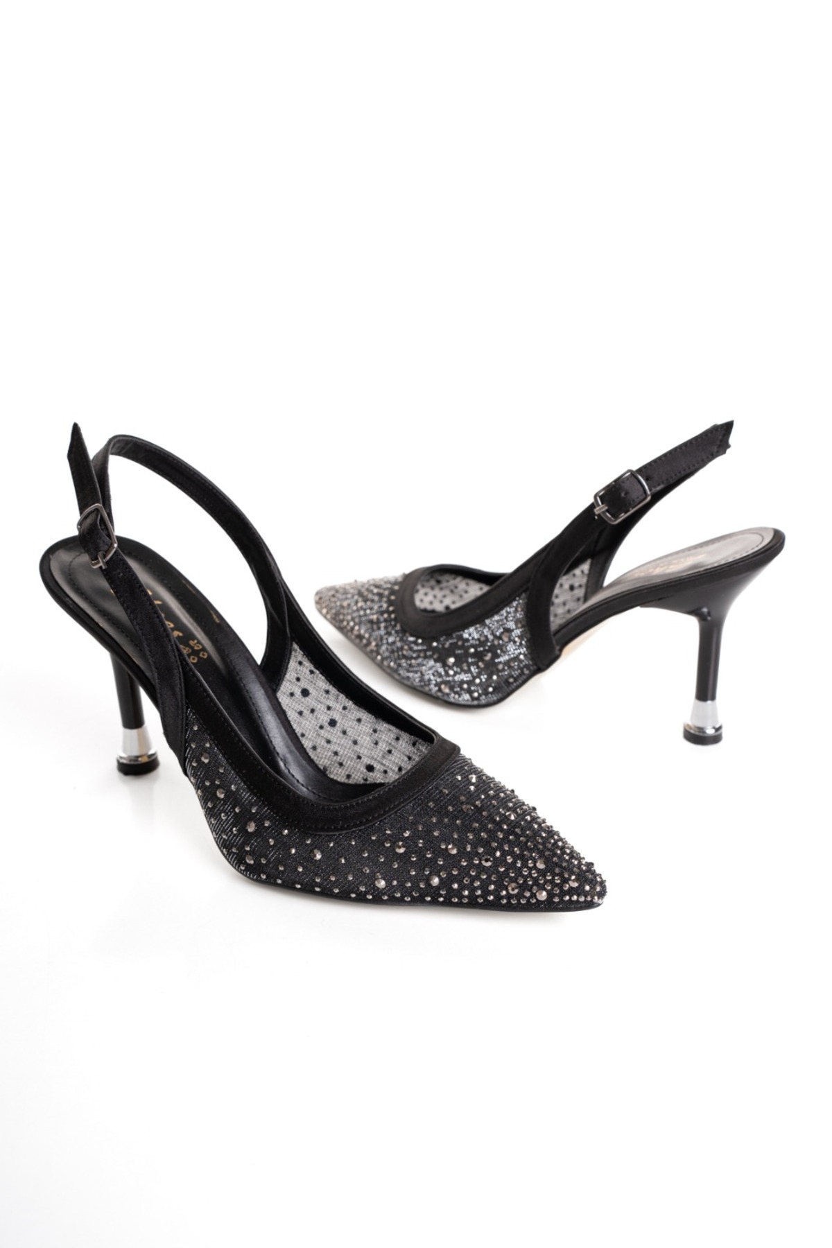 Women's Transparent Tulle and Stone Detailed Heels Special Edition Evening Shoes