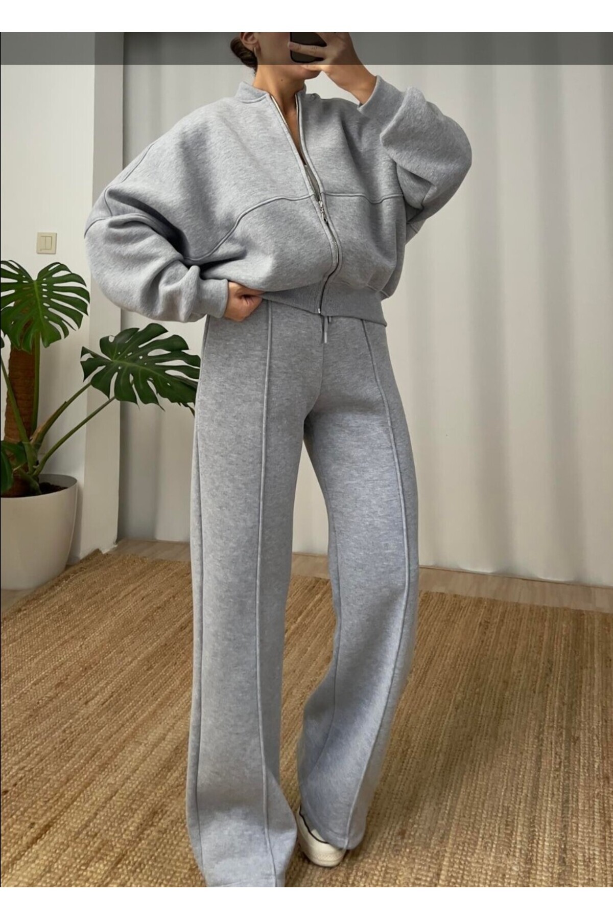 moda paketi Оверсайз 3-слоен флисов спортен екип с цип – свободна кройка, под...