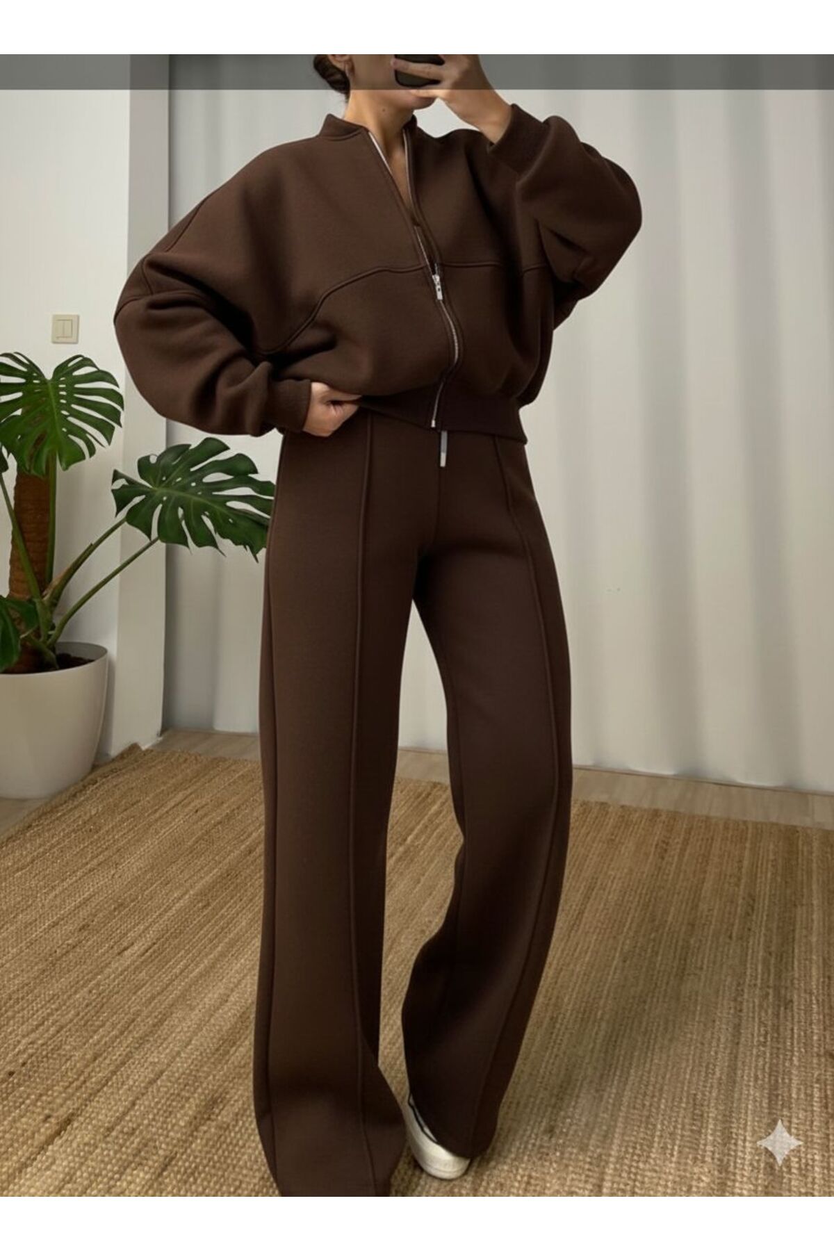 moda paketi Σετ αθλητικής φόρμας με φερμουάρ oversized 3 Thread Sh επένδυση f...