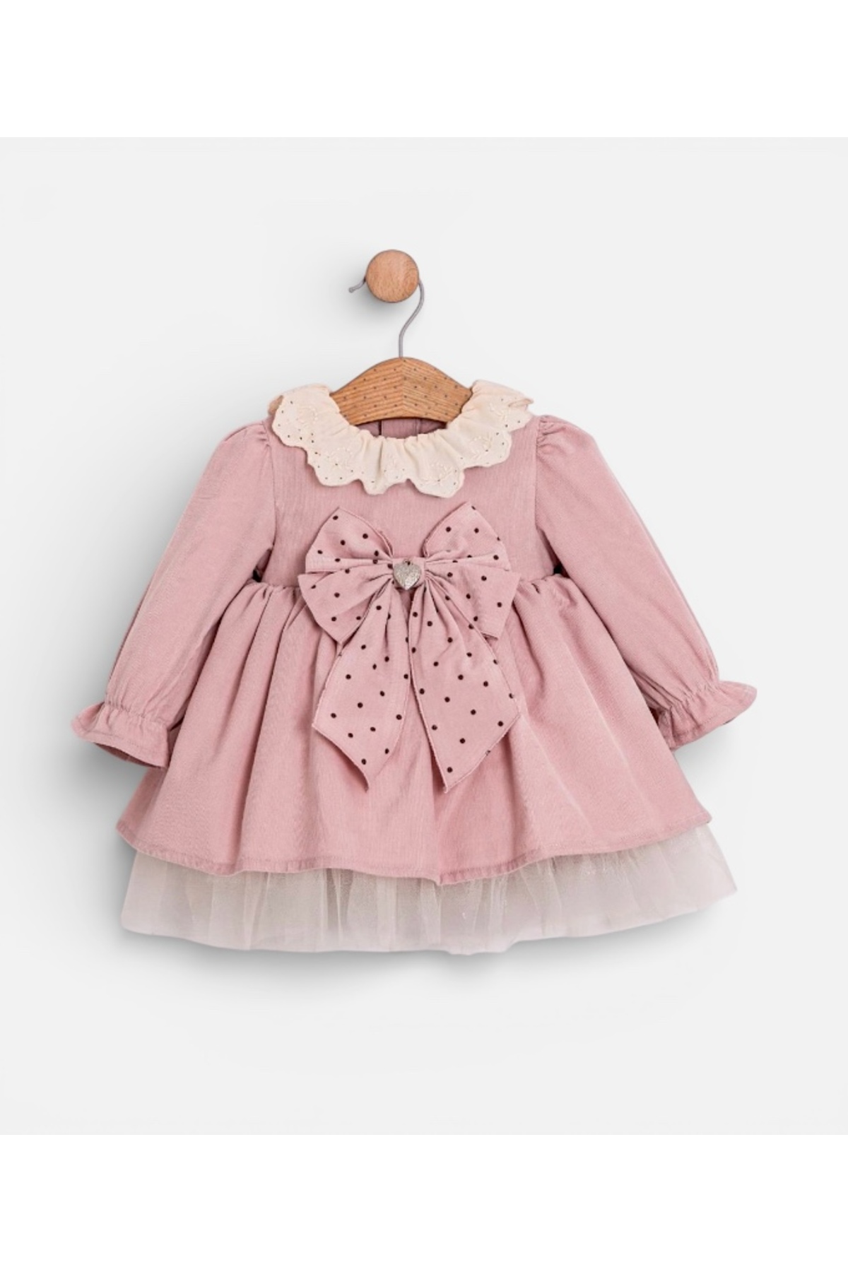 LİTTLE ANGELS Fisto Yakalı Fiyonk Detaylı Bebek Elbise fotoğrafı 3 (önizleme)