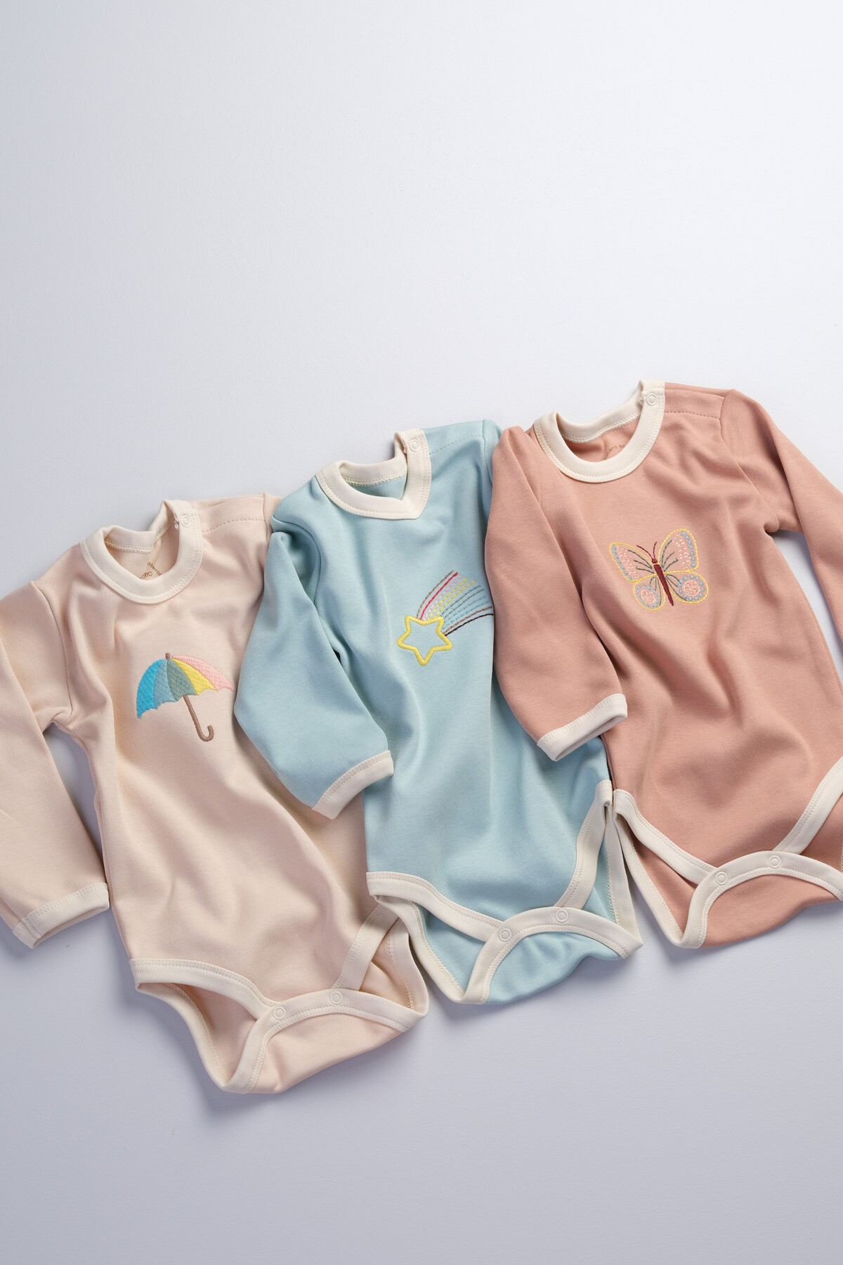 Bondberro 3'lü Set %100 Pamuk Nakışlı Bebek Ve Çocuk Zıbın Body fotoğrafı 2 (önizleme)