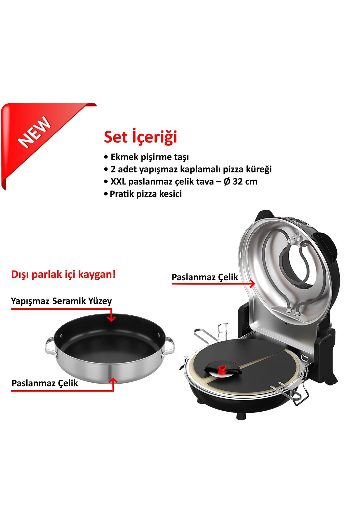 ERATEC Taş Fırın Seti PM-27 XXL Yeni Versiyon (TÜRKİYE DİSTRİBÜTÖRÜ)