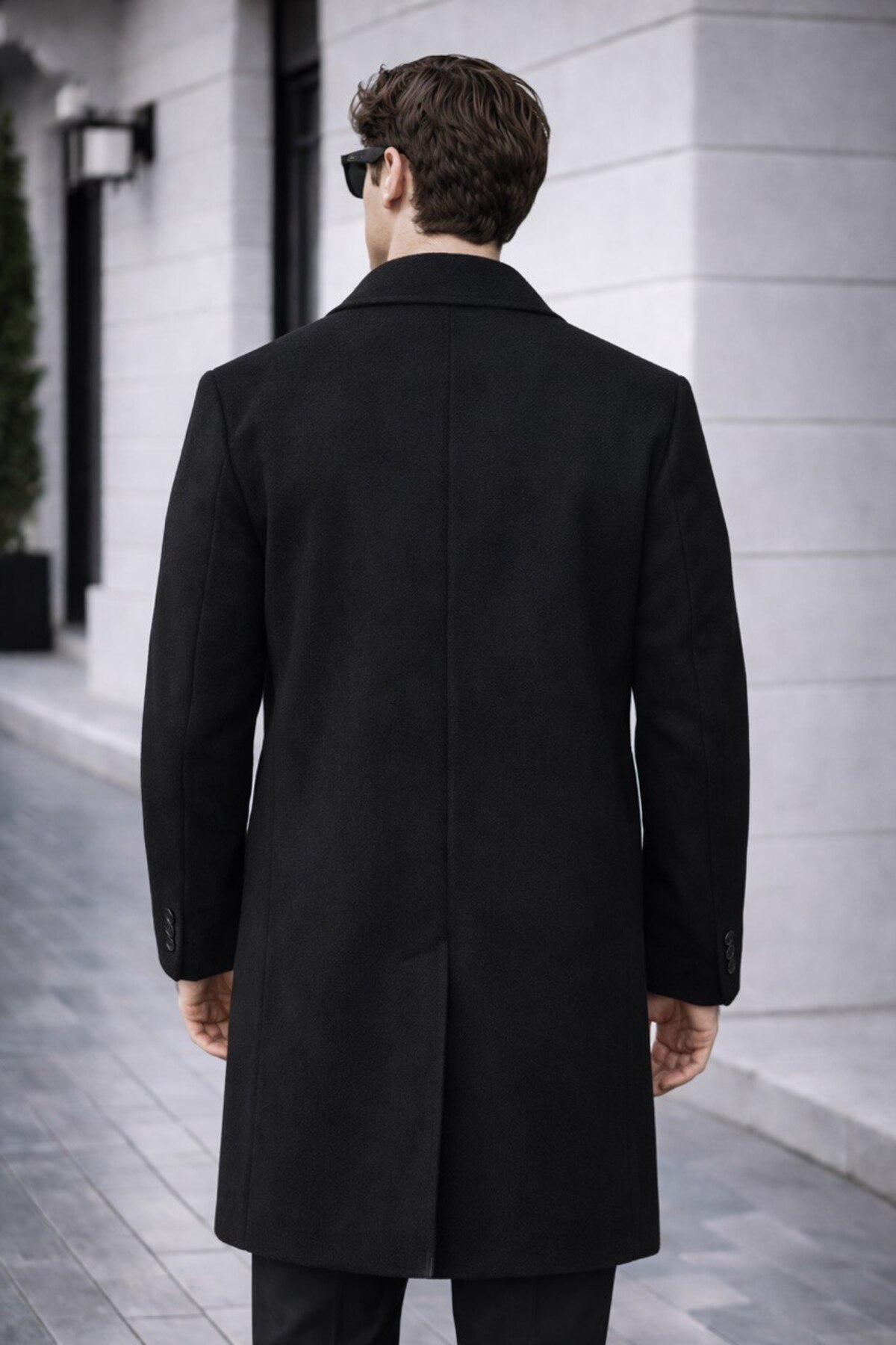 BASEL.CO  Erkek İtalyan Kesim Uzun Kaşe Kaban - Görsel 2