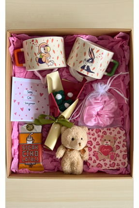 glowoow Sevgililer Günü Hediye Seti - Kupa Solmayan Çiçek Peluş Ayıcık Sıcak ...