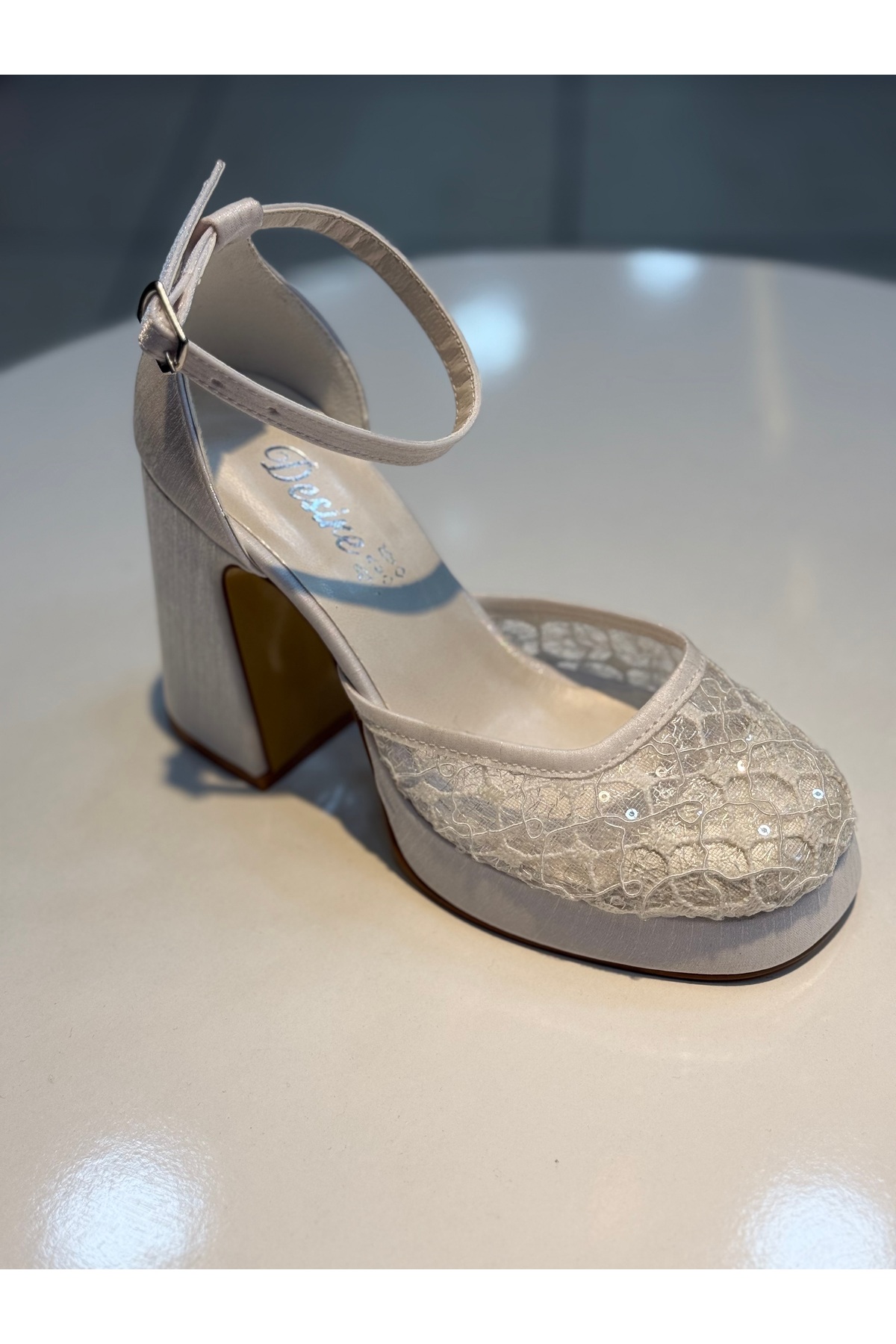 Alphus Desire Dantelli Önü Kapalı Kadın Topuklu Platformlu Gelin