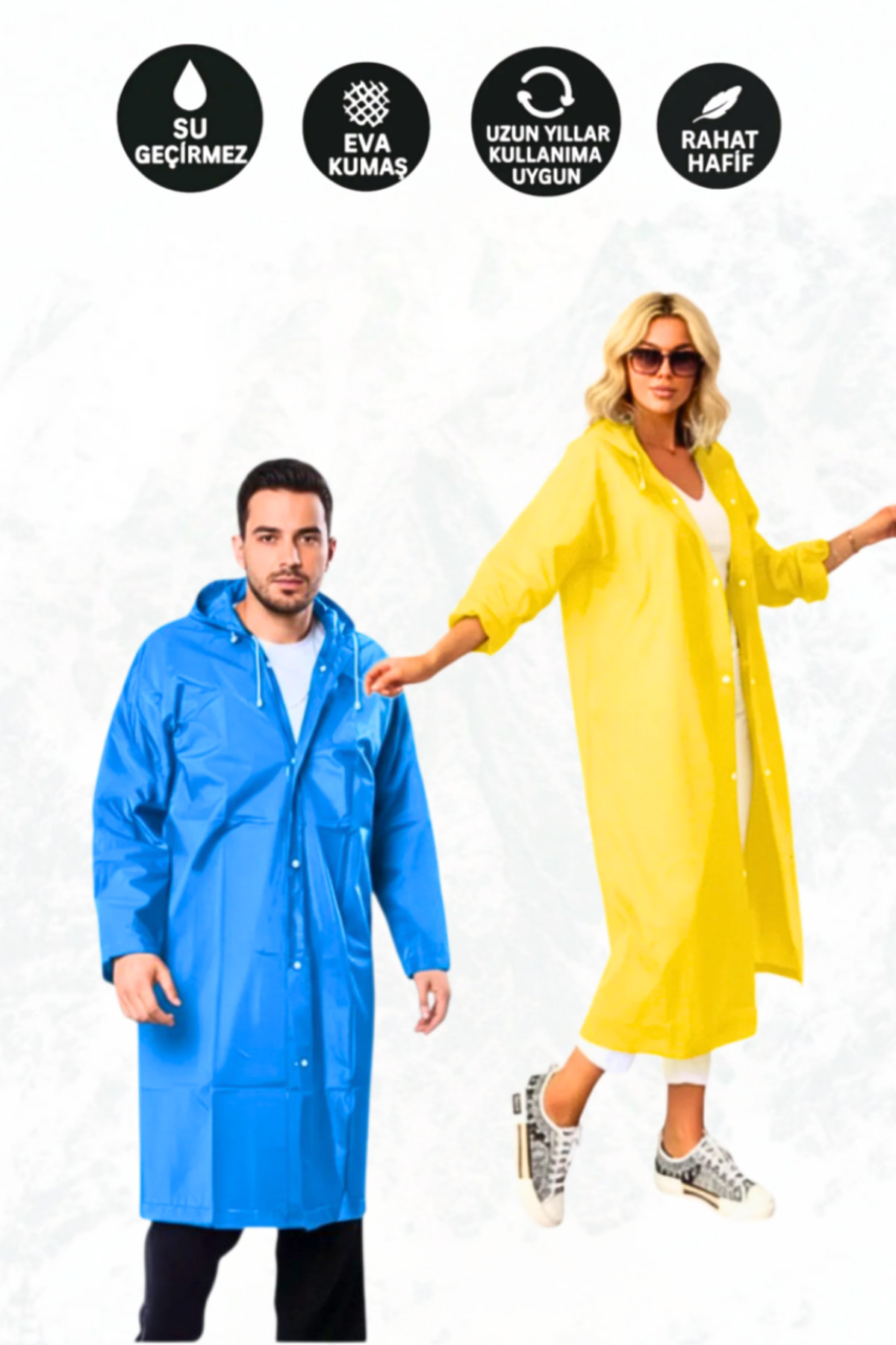 Penthouse Sarı + Lacivert Unisex Eva Kumaş Su Rüzgar Geçirmez Yetişkin Taraftar Yağmurluk görsel 3