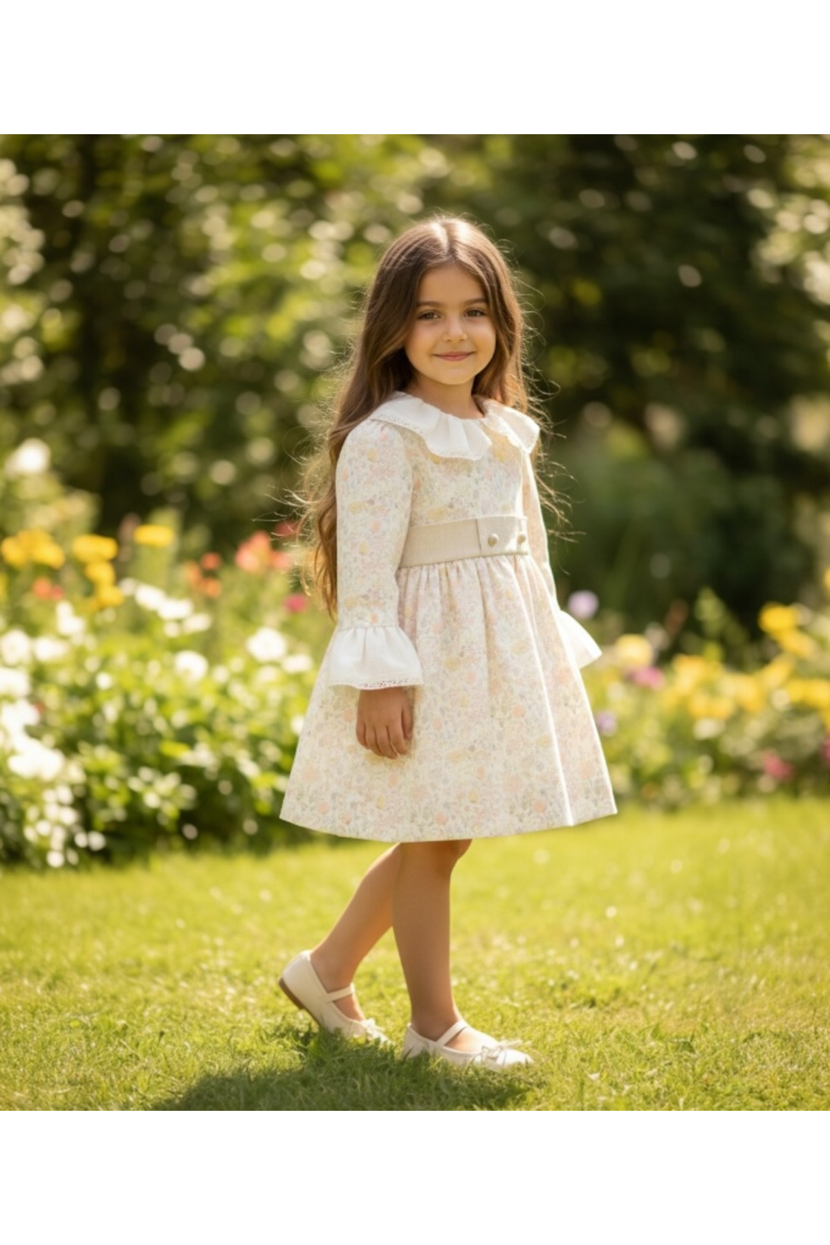 LİTTLE ANGELS Çiçek Desenli Kız Bebek Elbise fotoğrafı 2 (önizleme)
