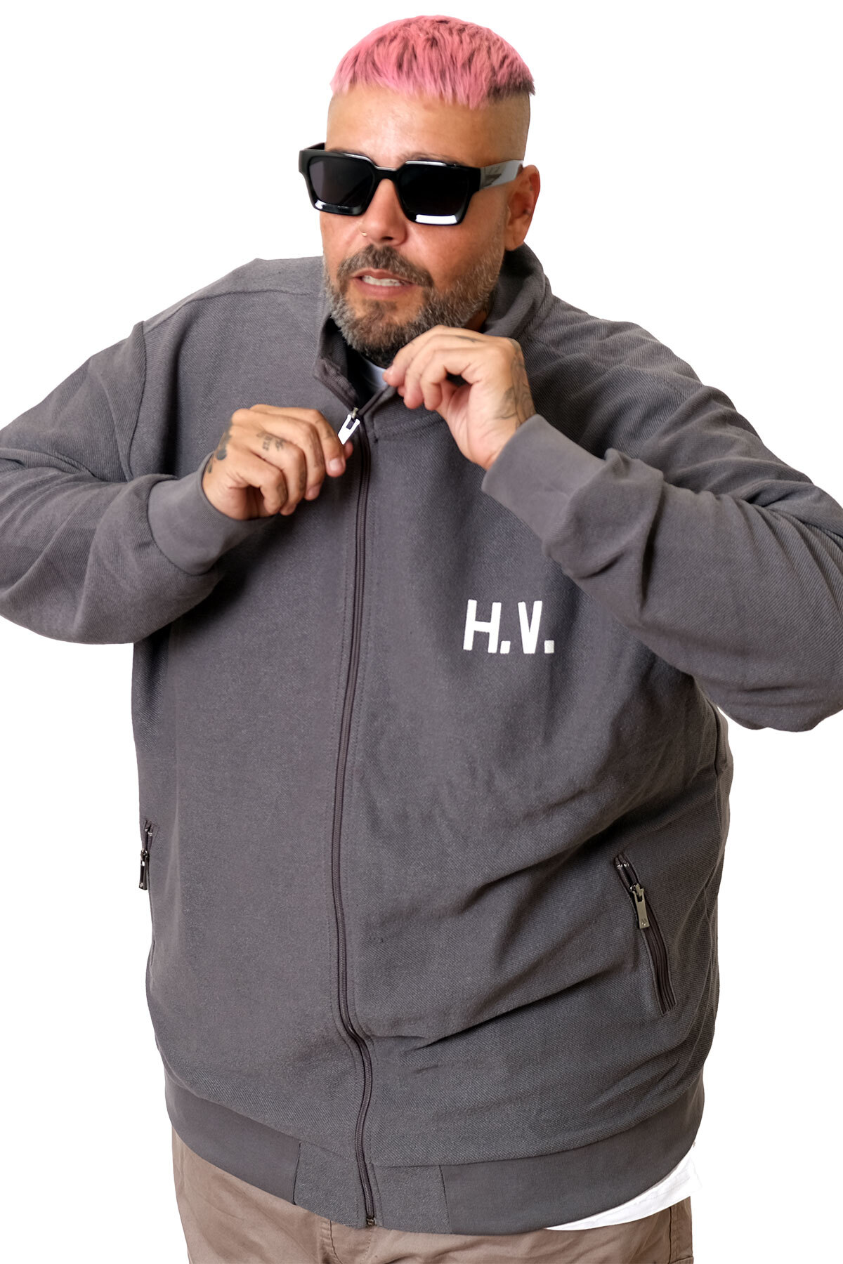 ModeXL Mode XL Büyük Beden Erkek Hırka Neverregret u25814 görsel 2