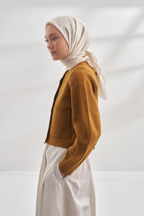 ARMANDA İTALYAN JAKAR ŞERİT DESEN EŞARP - AÇIK BEJ