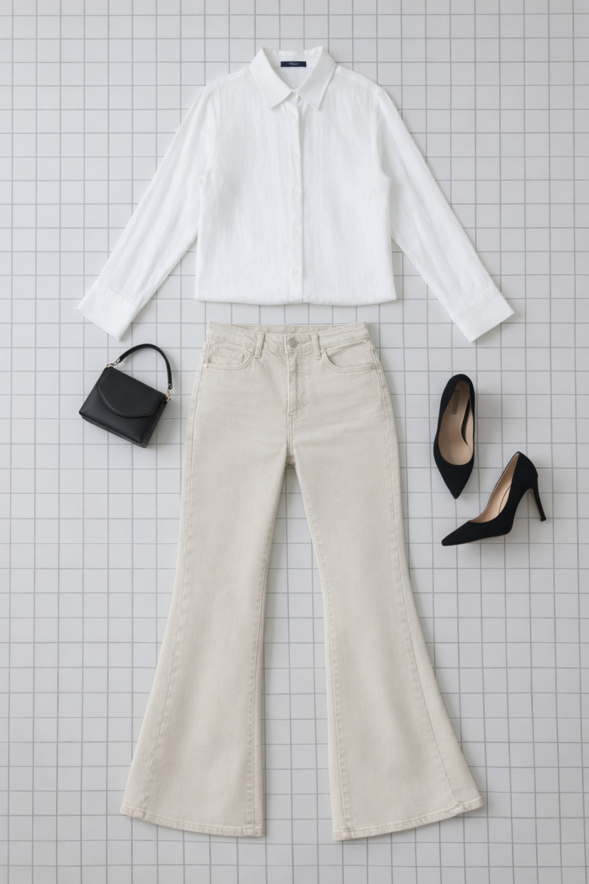 By Caspita Fashion  Kadın Yüksek Bel Power Likra Ultra Esnek Toparlayıcı Bej İspanyol Paça Jean - Görsel 3