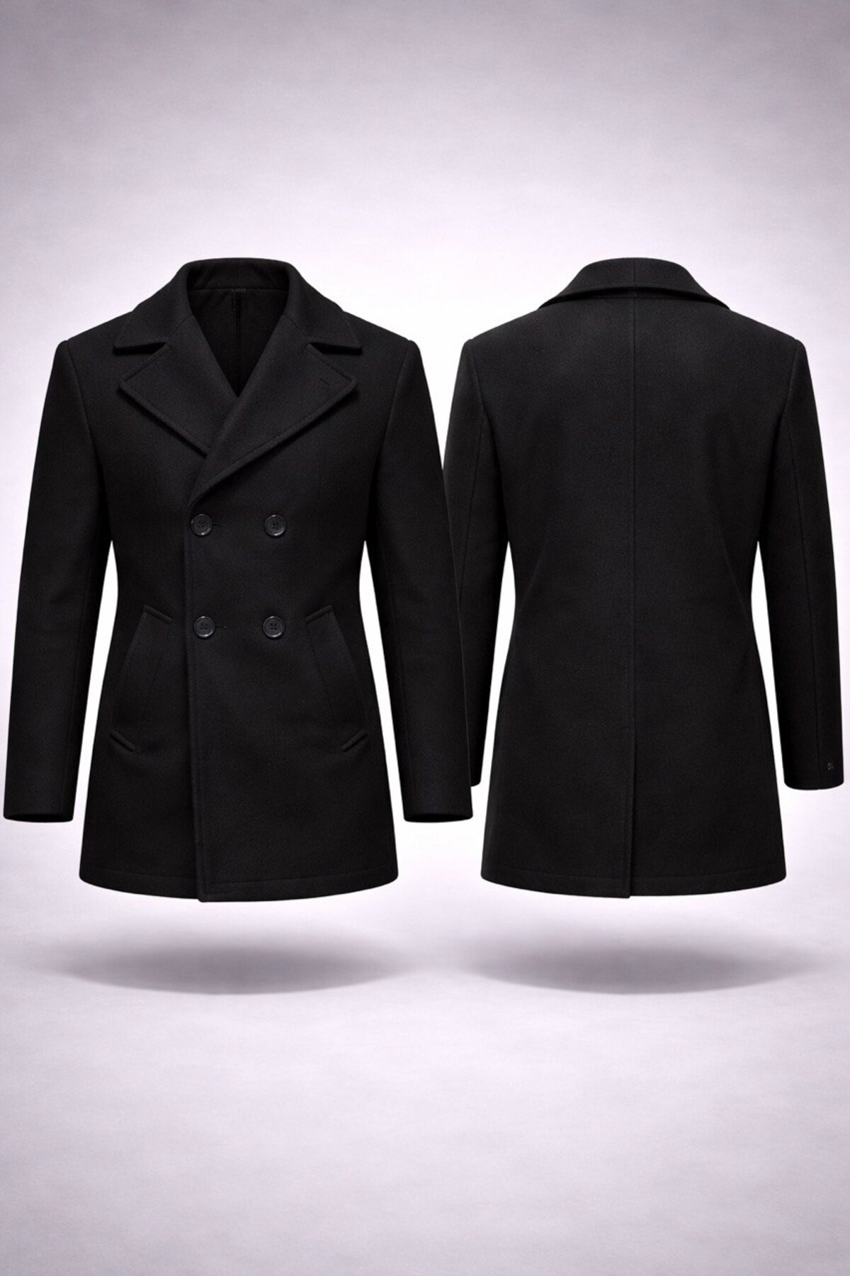 LUMAST  Slim Fit Kışlık Kruvaze Orta Boy Kaşe Kaban - Görsel 2