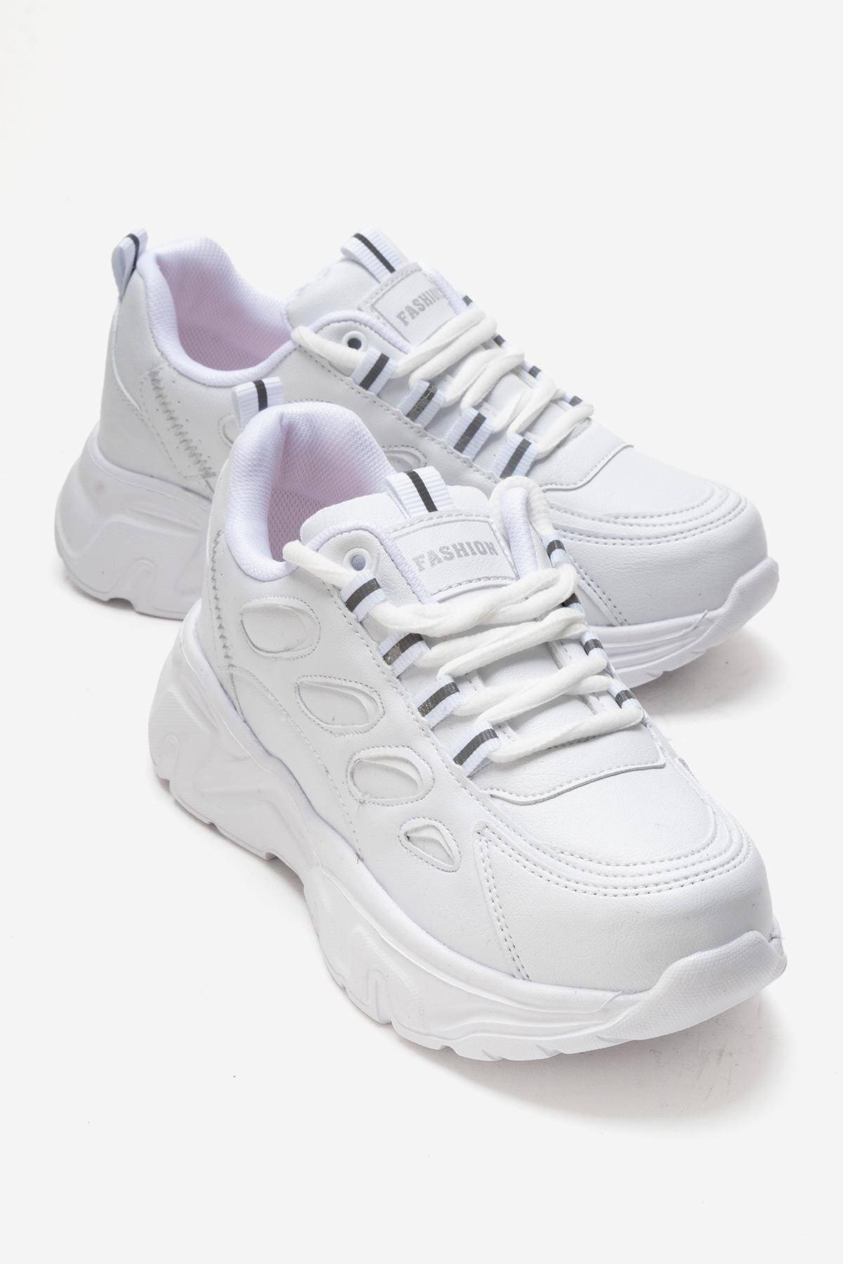 Women's Side Ring Patterned Sports Shoes WHITE WHITE