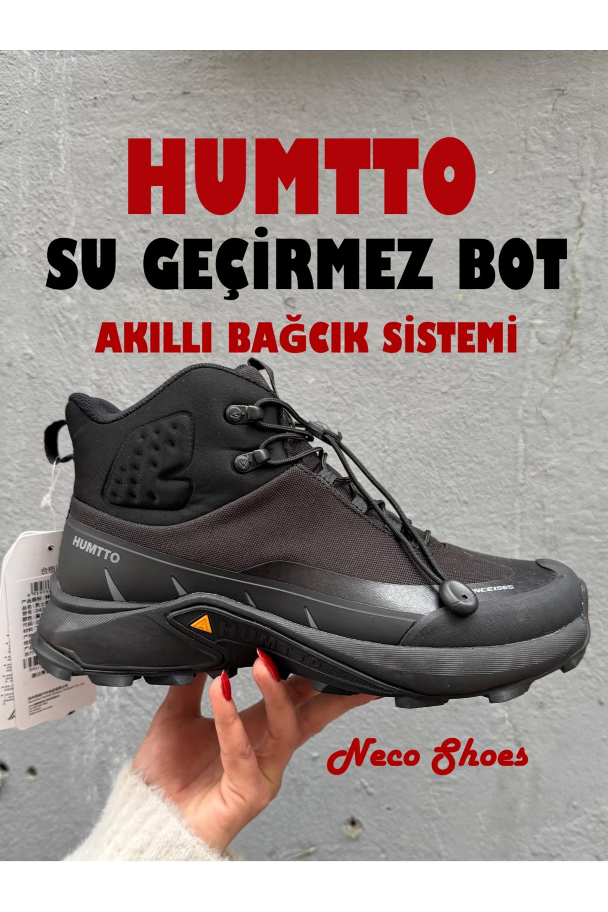 HUMTTO  SU GEÇİRMEZ, AKILLI BAĞCIKLI ERKEK OUTDOOR BOT, ORTOPEDİK TABAN