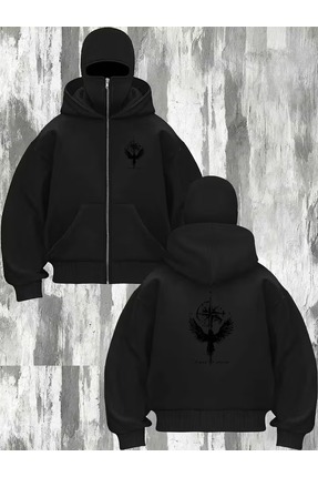 Flaubert -KAR MASKELİ NİNJA ERKEK FERMUARLI SWEATSHIRT HIRKA 3 İPLİK KALIN FE...