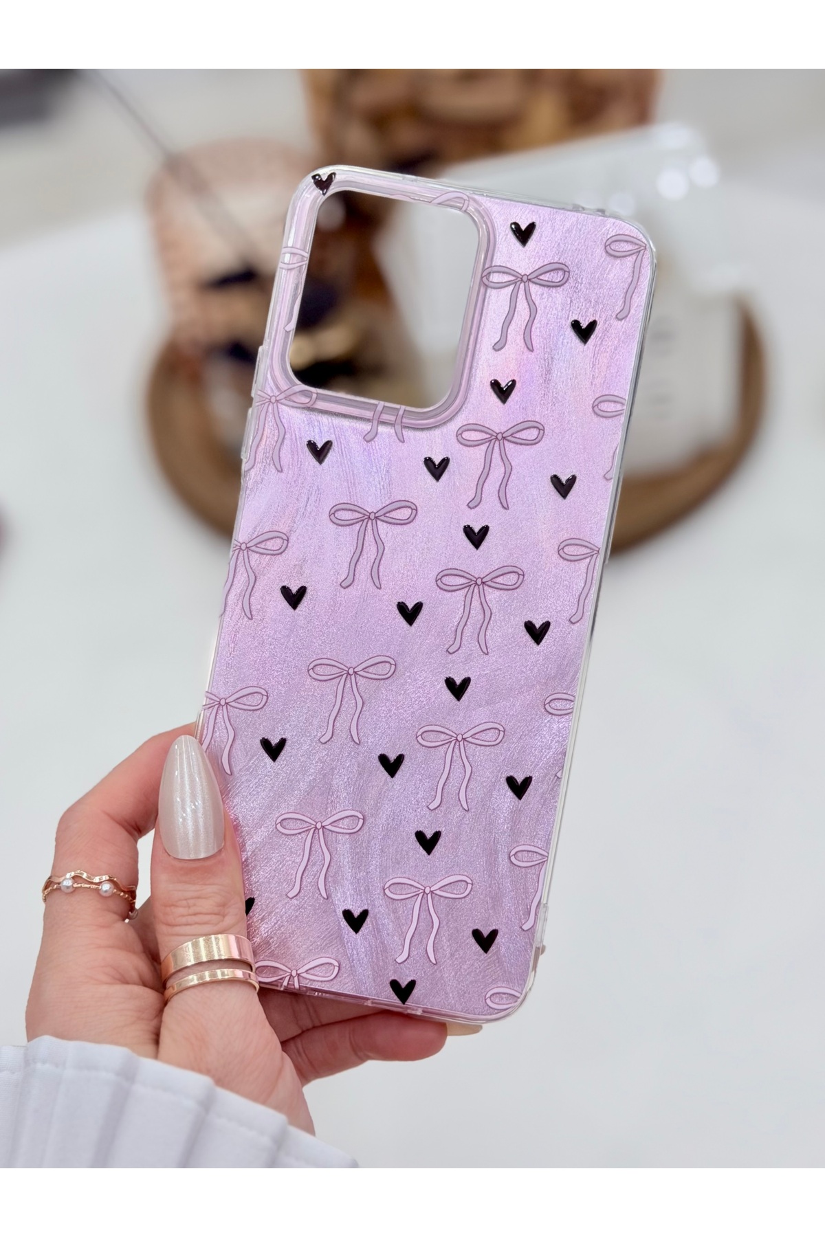 Xiaomi Redmi 12 4G Compatible Shine Bowknot PRINT Silicone Case with Color Toggle Design
