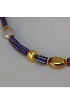 Muje Piana Doğal Taş Gold Detaylı Tasarım Kolye