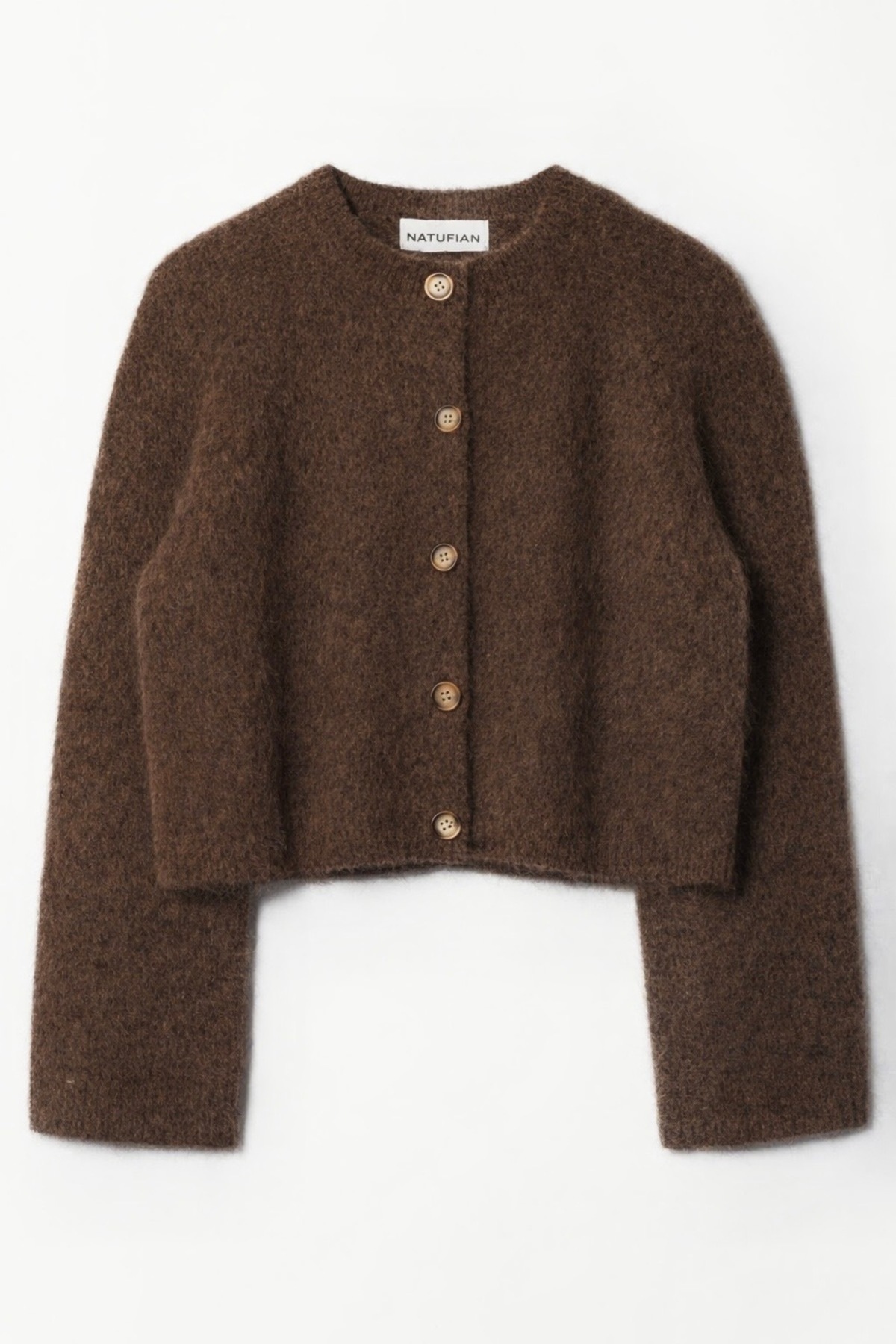 NATUFIAN STORE Kadın Tiftik Karışımlı Oversize Boru Kol Basic Yumoş Triko Hırka