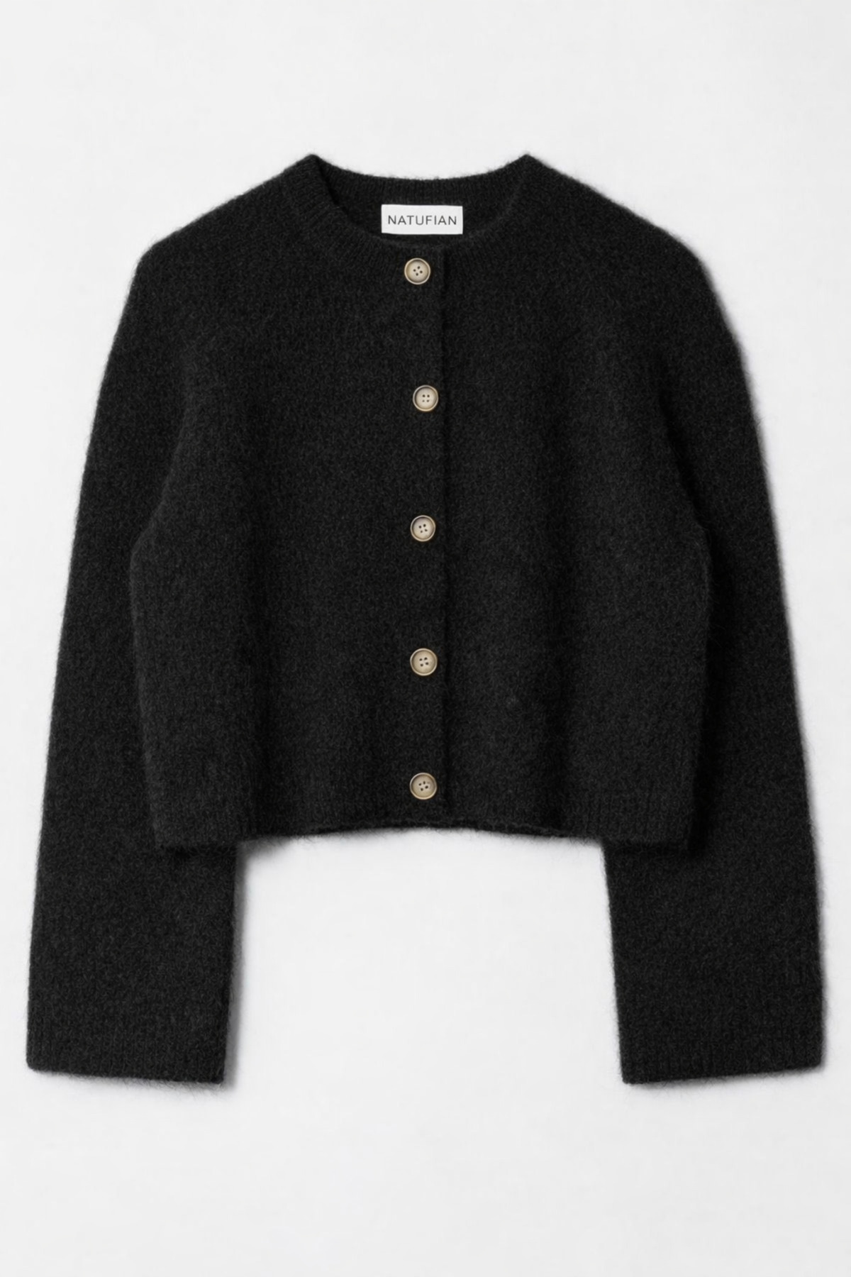 Women's Mohair Blended Oversized Pipe Sleeve Basic Fuzzy Knitwear Cardigan