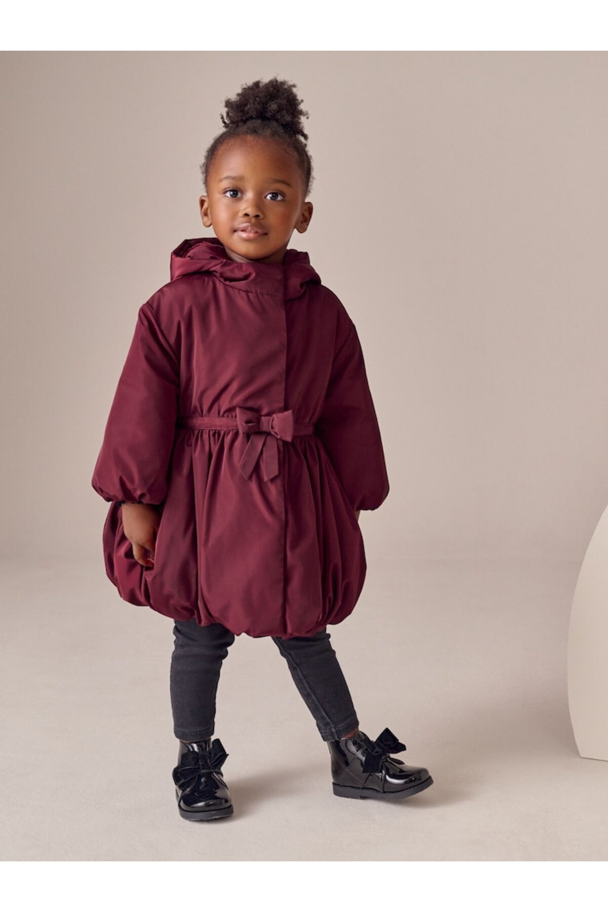 Next Baby Burgundy Red Waterproof Skirted Jacket with Bow Detail fotoğrafı 2 (önizleme)