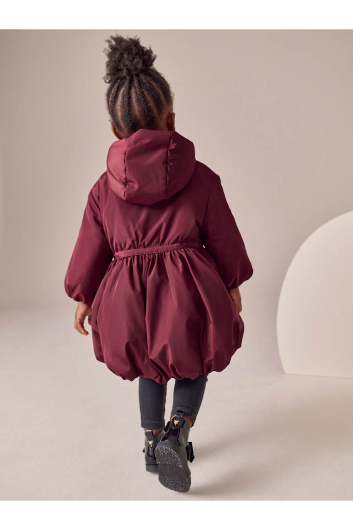 Next Baby Burgundy Red Waterproof Skirted Jacket with Bow Detail fotoğrafı 3 (önizleme)