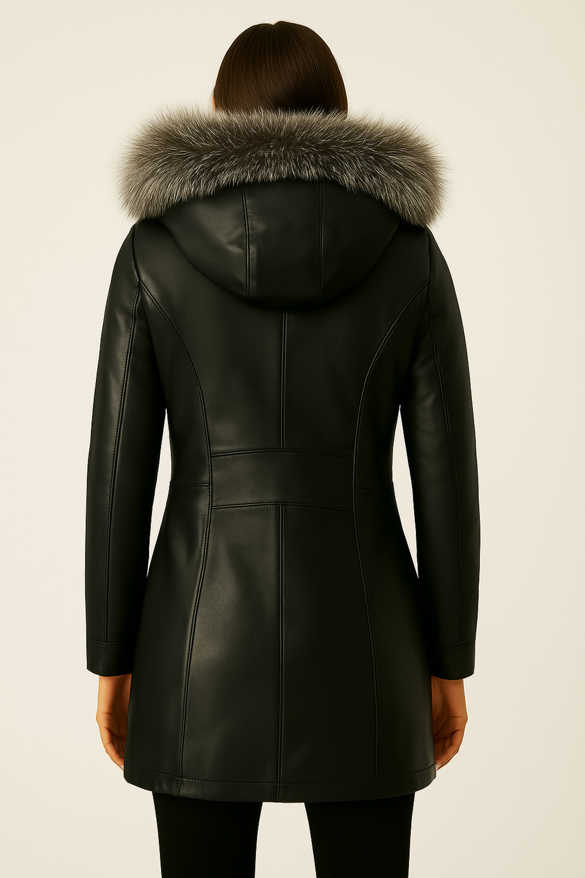 duarte deri  Duarte Hakiki Deri Kadın Siyah Deri Mont - Görsel 2