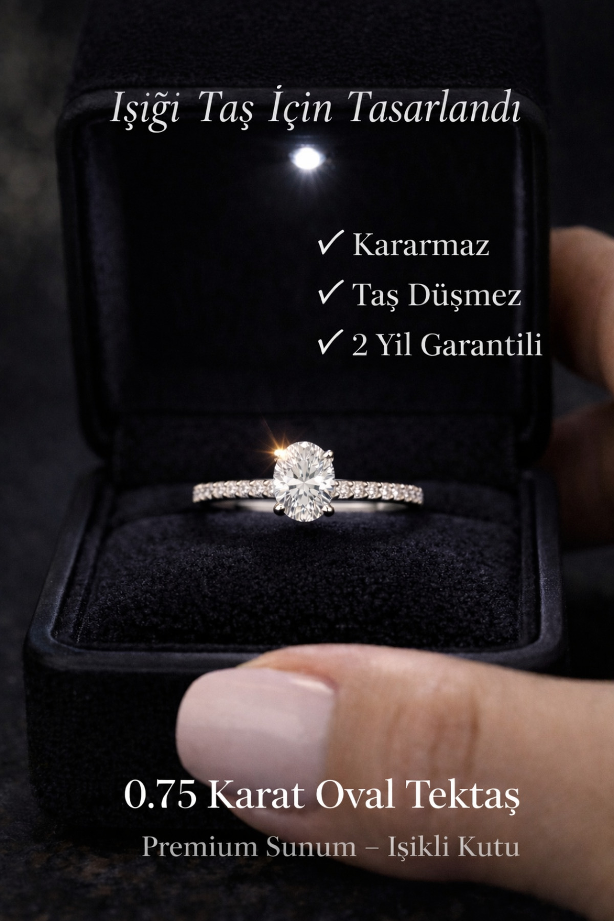 Laboratuvar Pırlantası Lp 0.75 karat oval tektaş yüzük