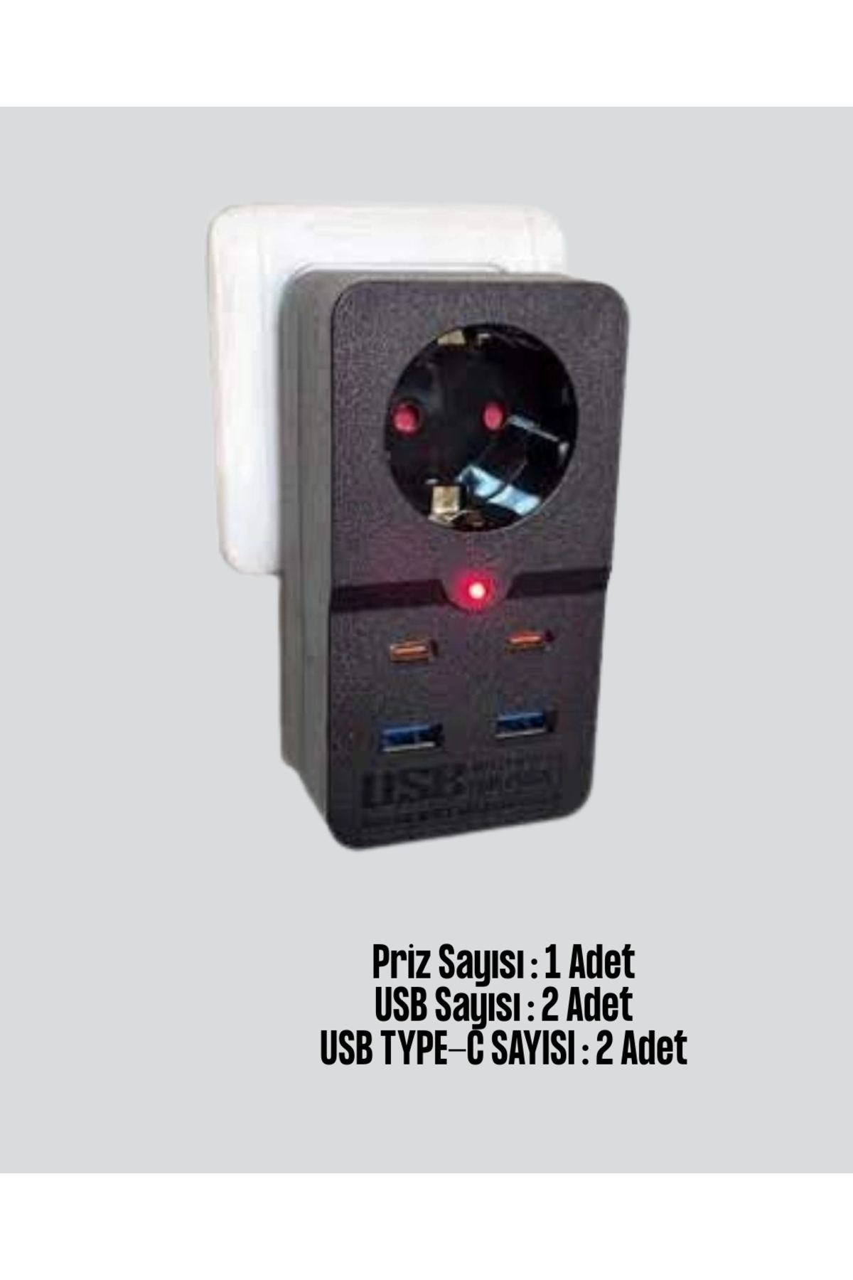 Epilons Termal Korumalı Priz Otomatik Çocuk Kilidi 4 Usb Type C fotoğrafı 2 (önizleme)