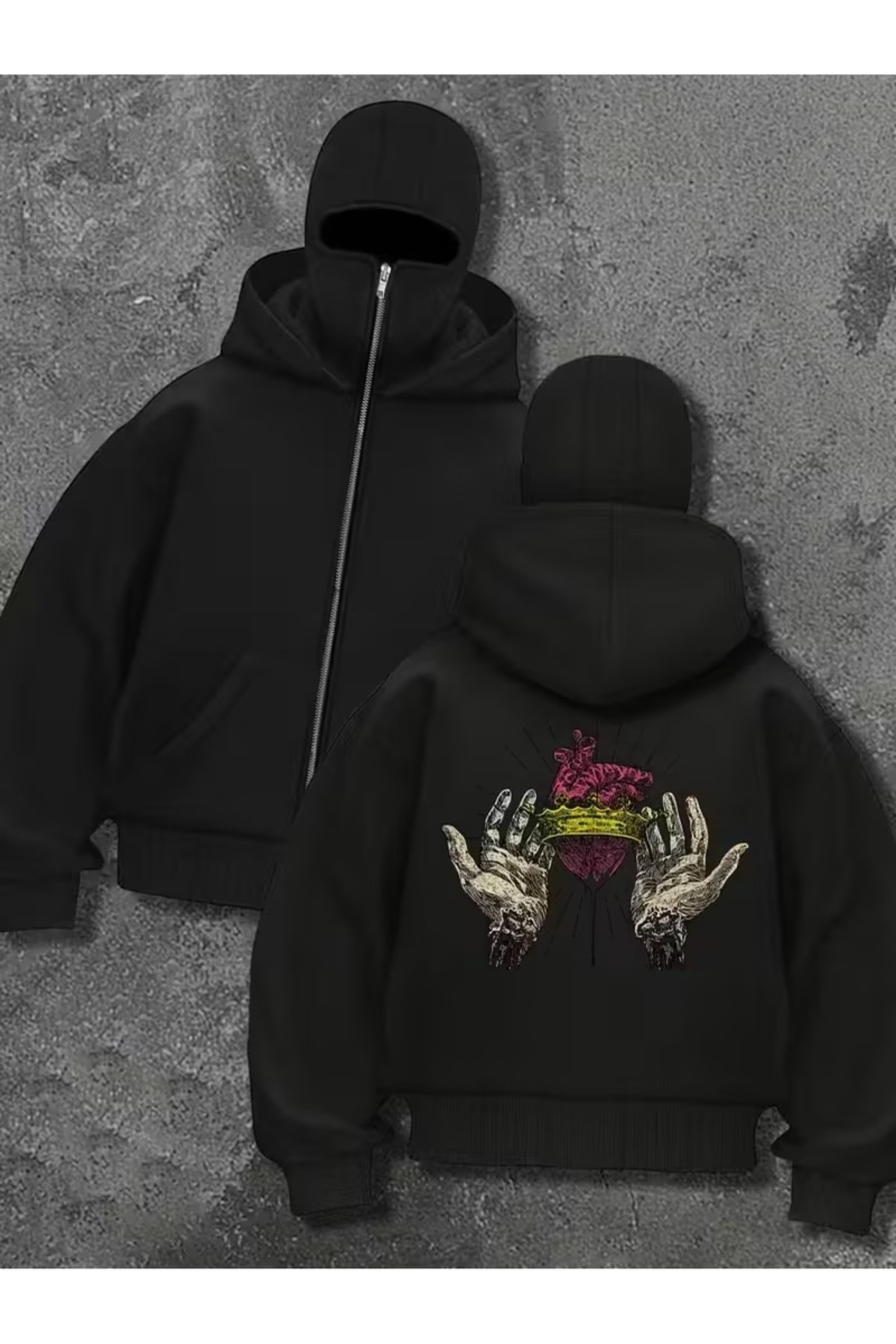 Kar Maskelİ NİNja Erkek FermuarlI SweatshIRt HIRka 3 İPlİK KalIN FermuarlI 0105