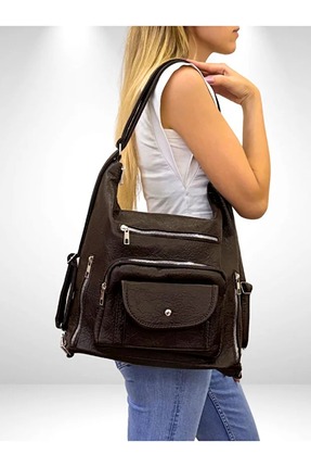 ALTUNORDU AVM Kadın Çok Gözlü Sırt ve Omuz Çantası, Sırt Çantası, Çok Gözlü Ç...