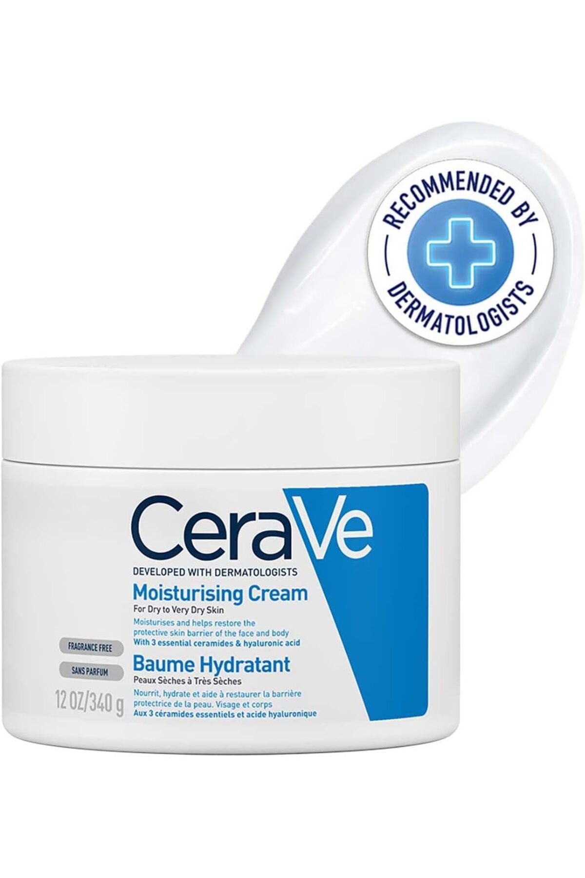 cera -ve Moisturizing Cream for Dry Skin with Hyaluronic Acid - 340G