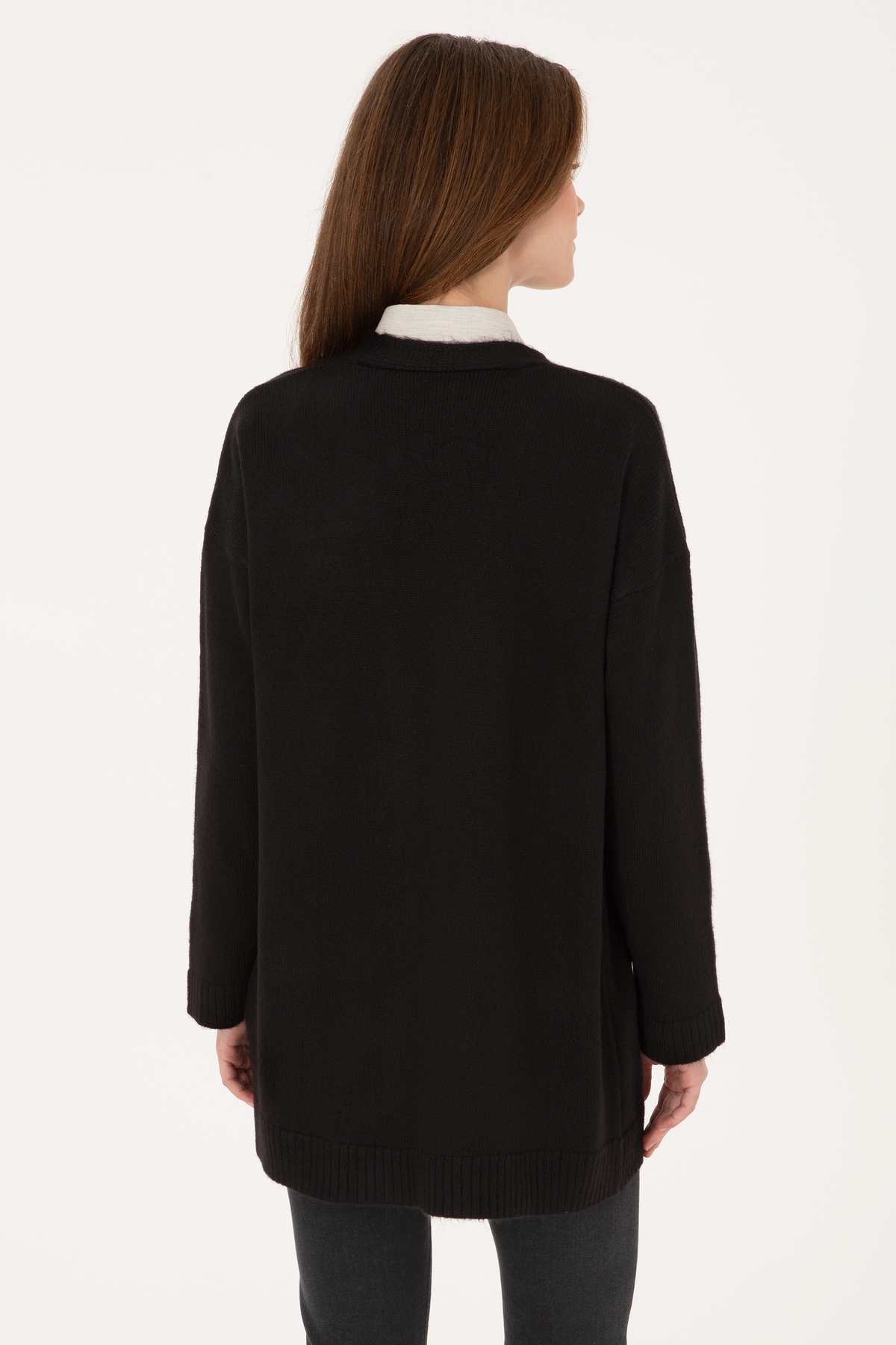 U.S. Polo Assn.  Kadın Siyah V Yaka Triko Hırka 50314660-VR046 - Görsel 5