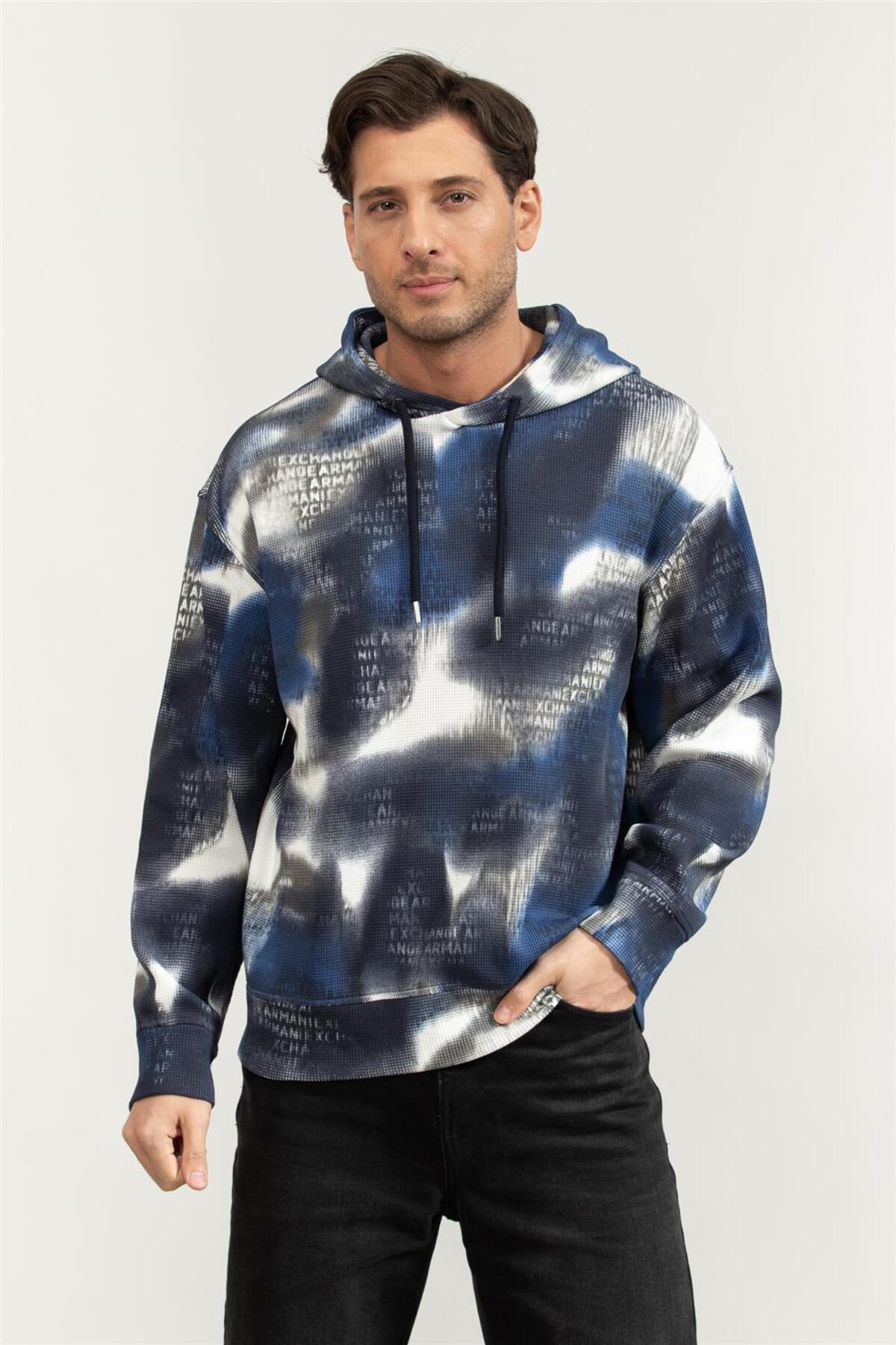 سویشرت مردانه کلاه‌دار نخی مدل SWEAT 3DZMLC ZJ86Z 55JK آرمانی اکسچنج سویشرت Armani Exchange