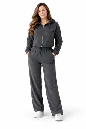 Combout Kadın Kapüşonlu Önü Fermuarlı Polar Eşofman Takımı Bol Paça