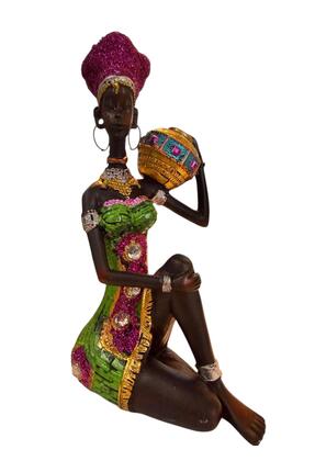 Natavanbutık ✨ Zarafetin Simgesi: Oturan Afrikalı Kadın Biblo Heykel ✨5