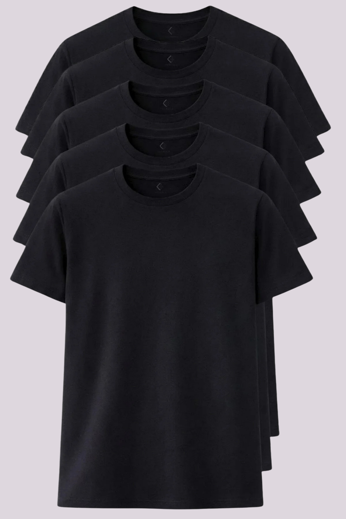 Gizrain Men's Black 5-Piece T-Shirt Pack Cotton , Soft-Textured Crew Neck