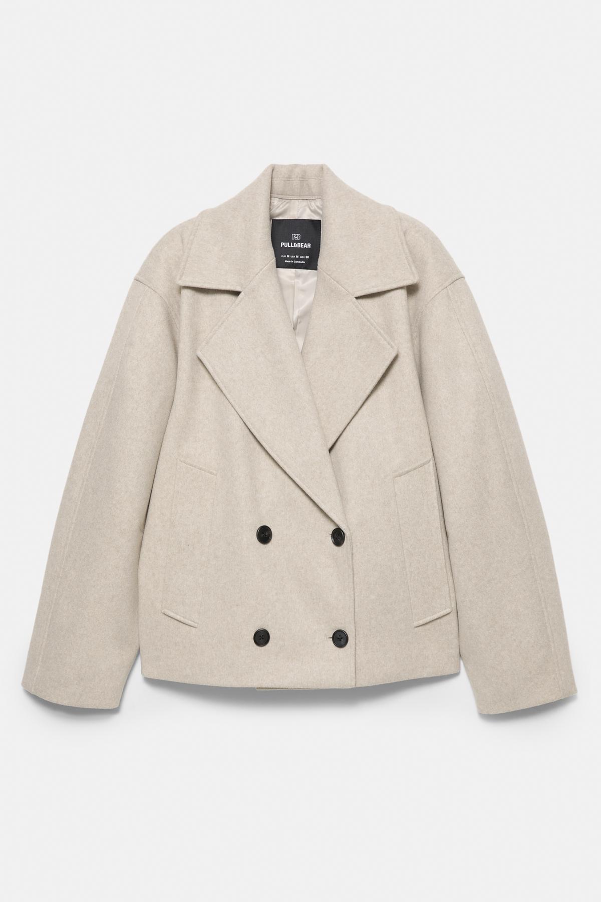 Pull & Bear  Yumuşak kısa kaşe kaban - Görsel 6