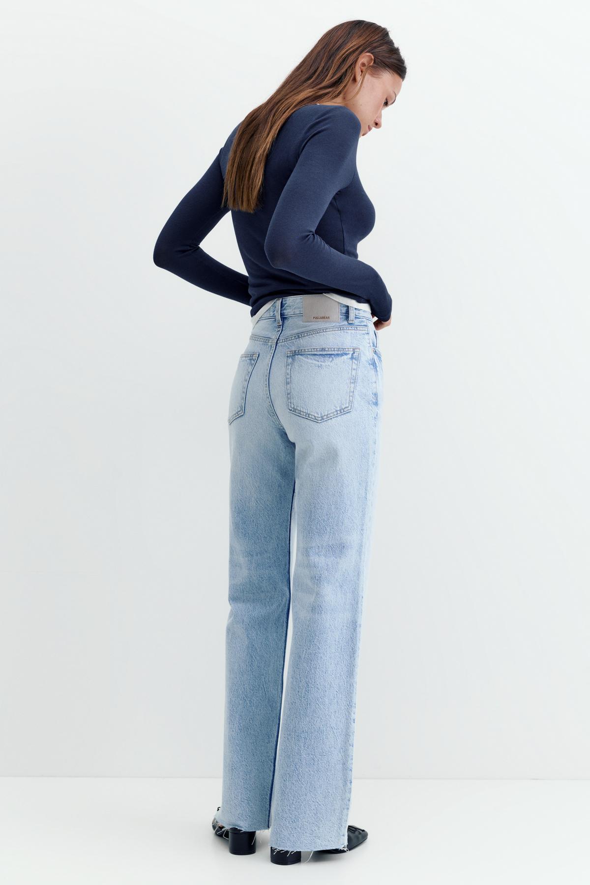 Pull & Bear Bol paça straight fit jean görsel 2