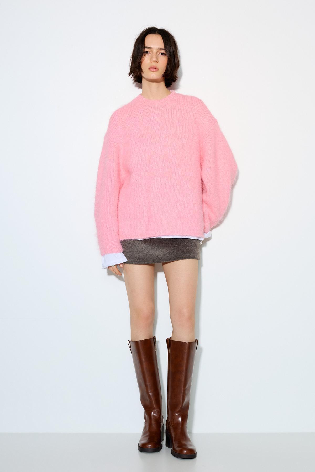 Pull & Bear  Pembe bisiklet yaka kazak - Görsel 3