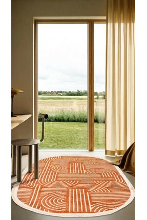 Halispecial Raye-Kiremit-Oval-Salon-Oturma Odası-Koridor-Mutfak-Modern-Kilim-...