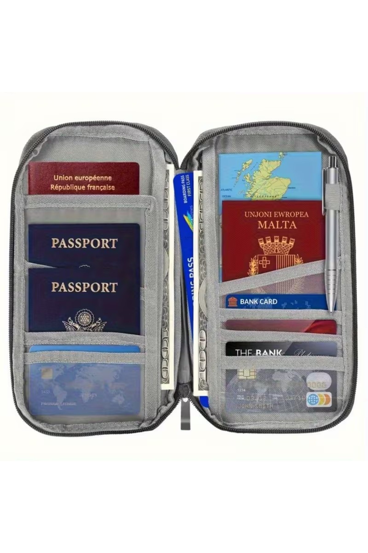 TATA CRAFT Organizer Çanta Seyahat Pasaport Kimlik Para Evrak Düzenleme Saklama Çantası görsel 7